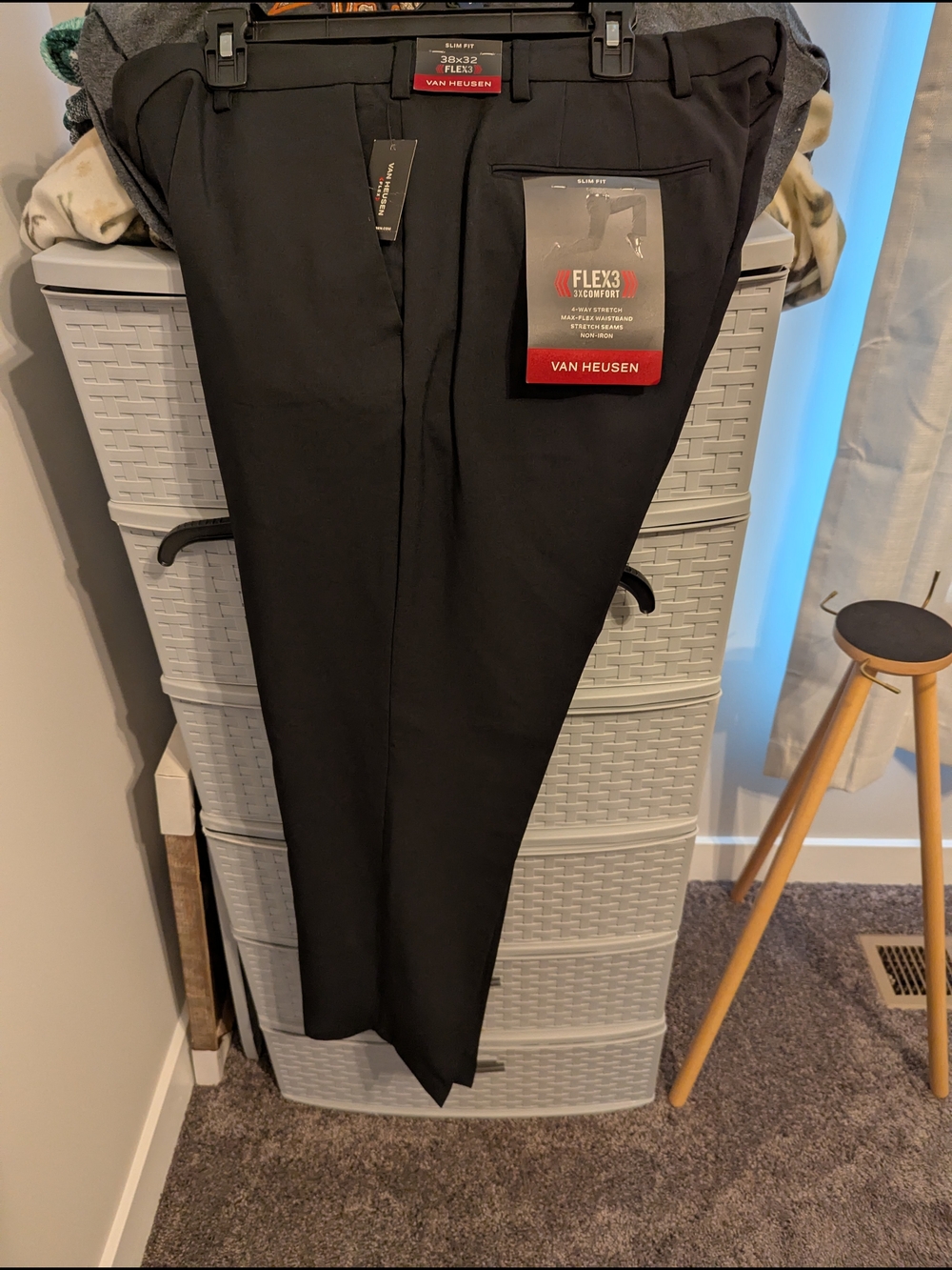 Van Heusen Black Men's Stretch Dress Pants - Slim Fit